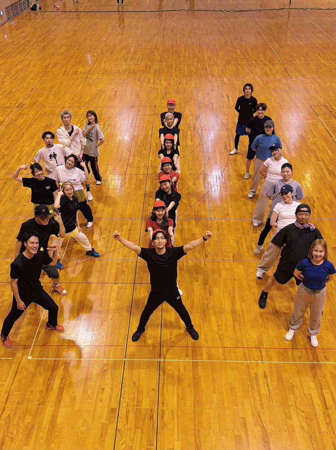 体育館での運動会の隊形